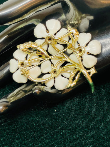 1960’s White and AB Rhinestones Floral Cluster Brooch